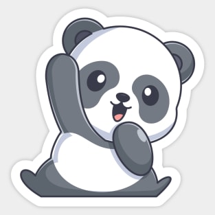 Cute panda waving hand cartoon Sticker